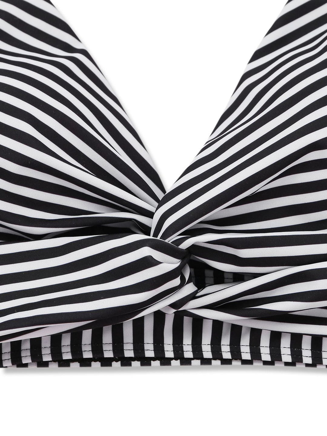 Black 1950s Halter Stripe Knotted Tankini Set - vintage fashion, retro style, classic black