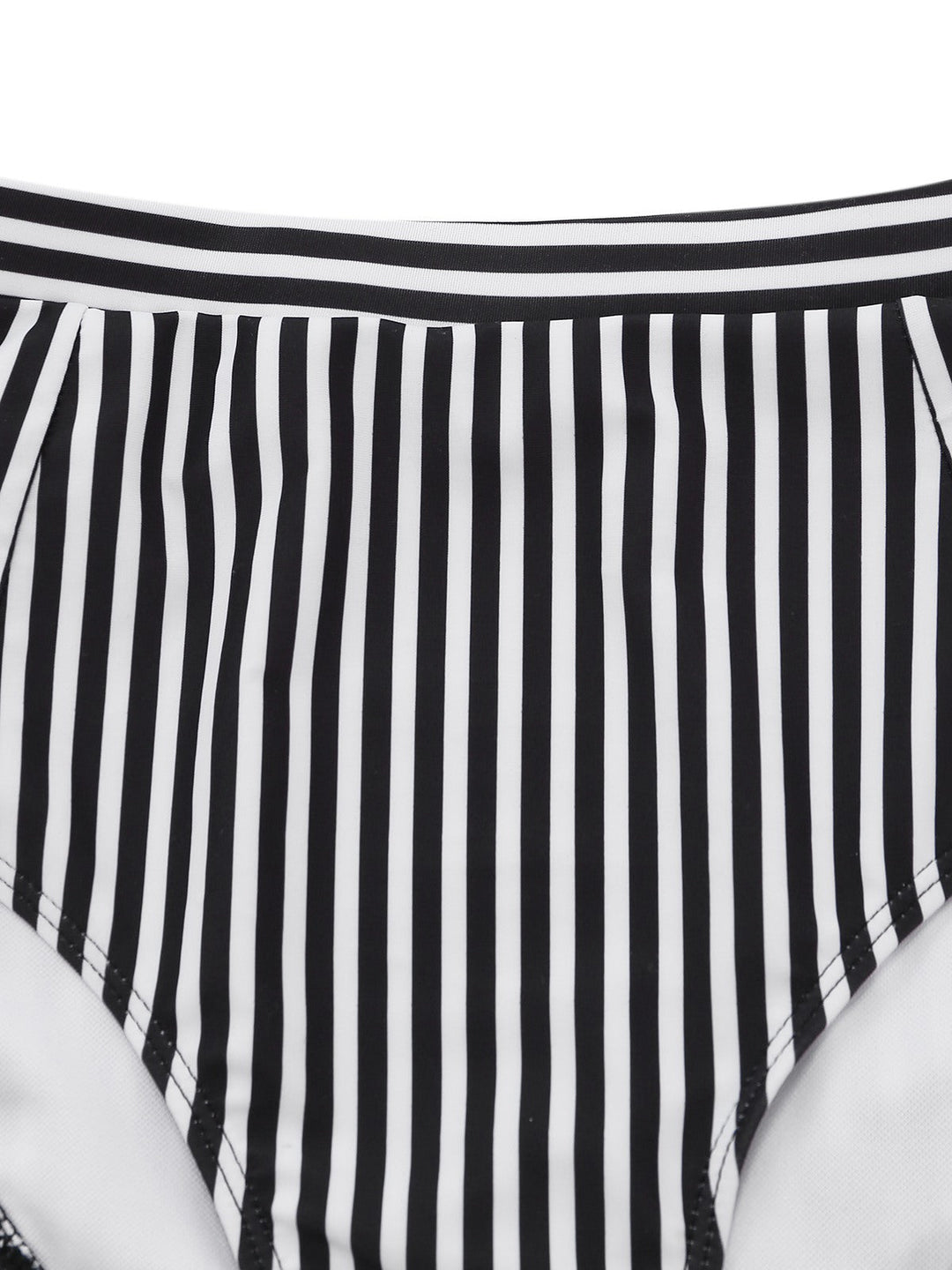 Black 1950s Halter Stripe Knotted Tankini Set - vintage fashion, retro style, classic black