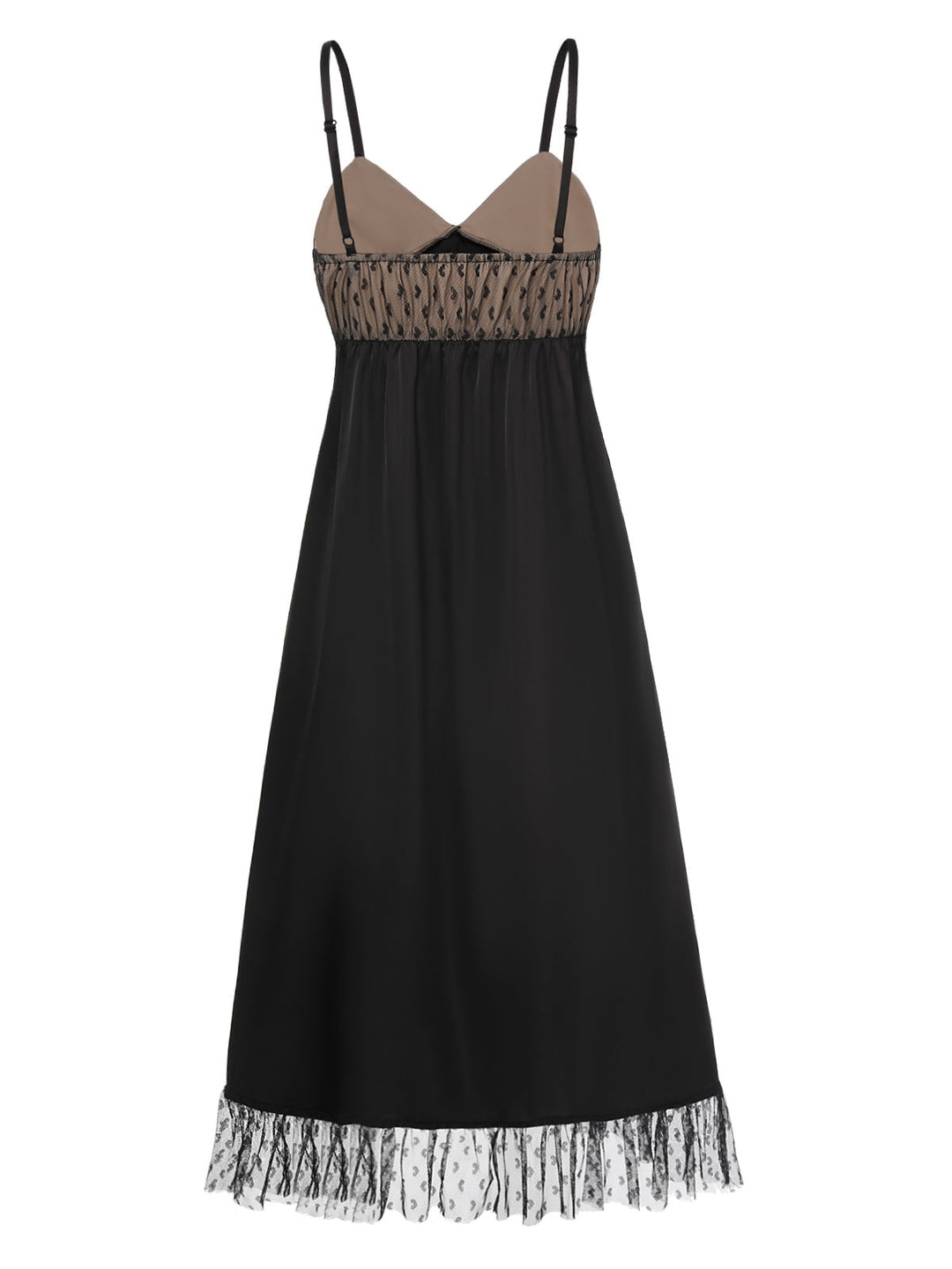 Black Heart Dots Mesh Bow Nightgown, vintage fashion, retro style - perfect for women who love vintage and retro fashion