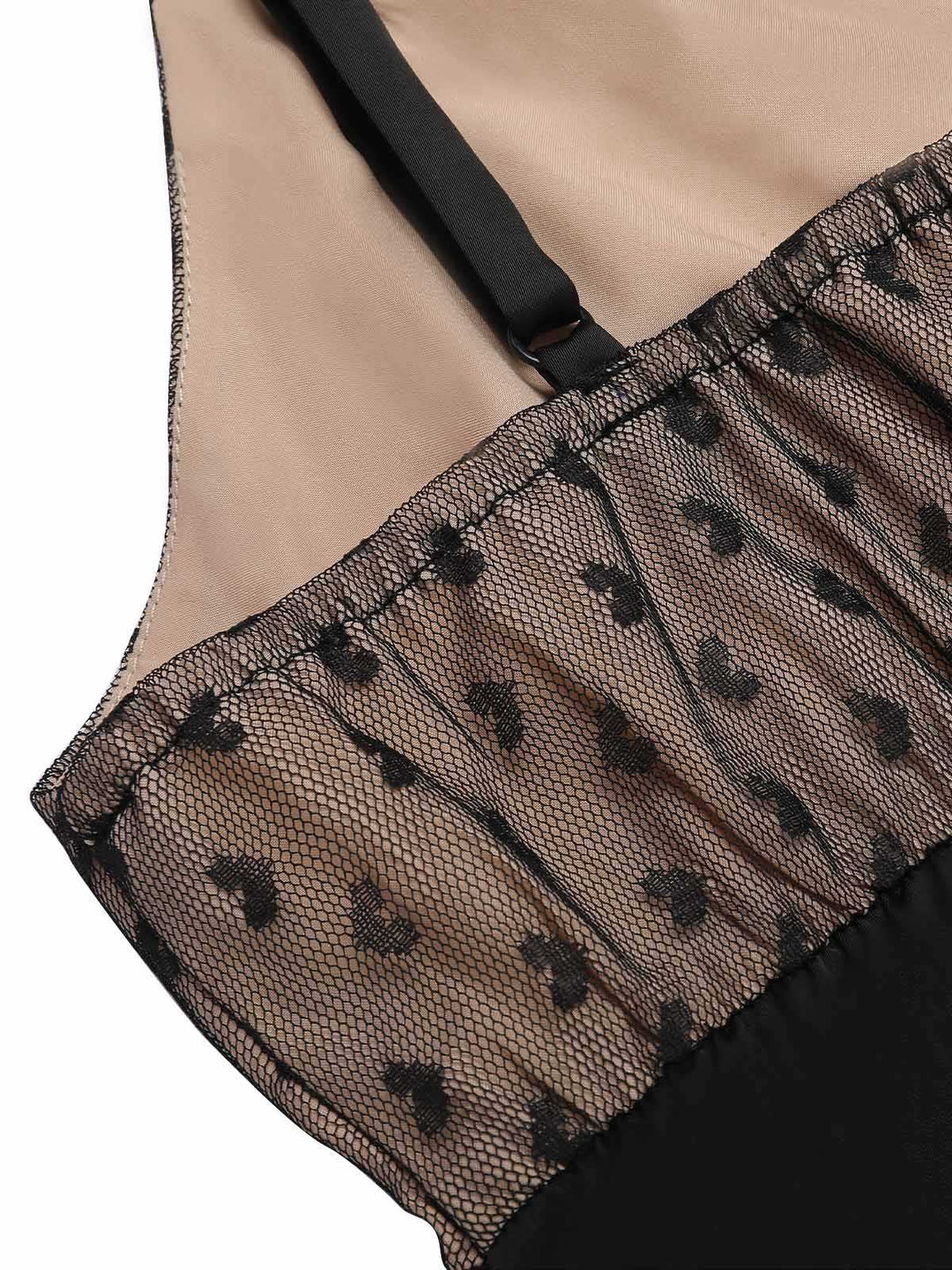 Black Heart Dots Mesh Bow Nightgown, vintage fashion, retro style - perfect for women who love vintage and retro fashion