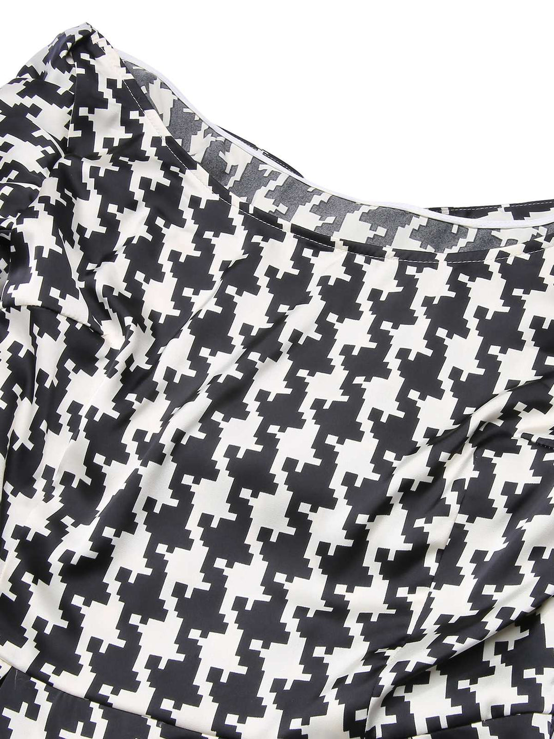 Black 1950s Houndstooth Short Sleeve Belted Dress: timeless style reimagined