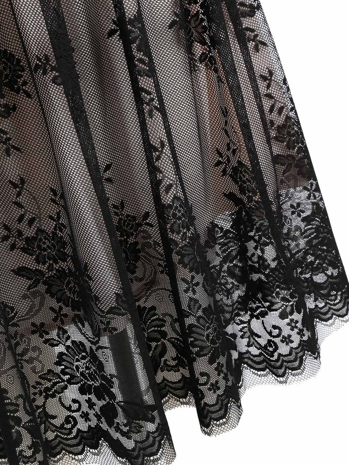 Black 1950s Lace Floral Swing Dress: timeless style reimagined