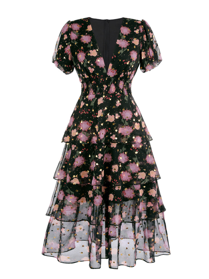 Black 1950s Lace Flowers Swing Dress: timeless style reimagined