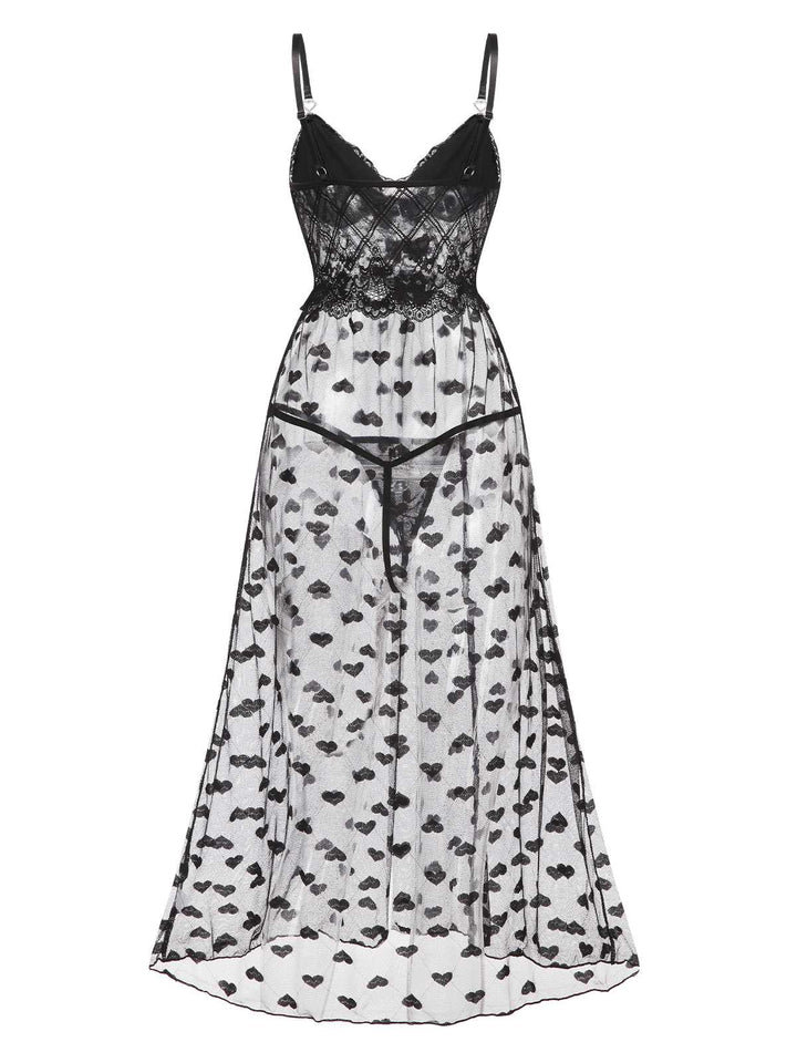 Lace Hearts Mesh Nightgown | | vintage dress, retro fashion