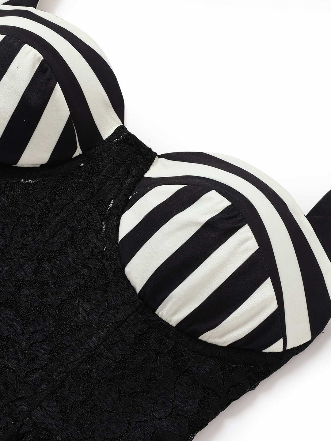[Pre-Sale] Black 1950s Lace Halter Striped Dress 7