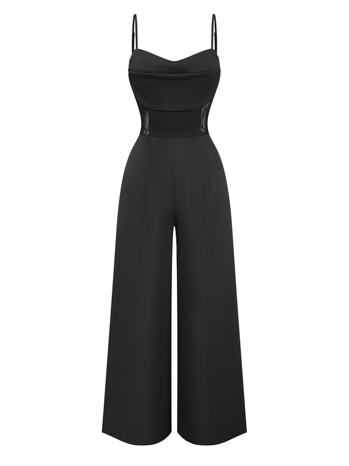Black 1950s Lace Patchwork Vintage Jumpsuit 2
