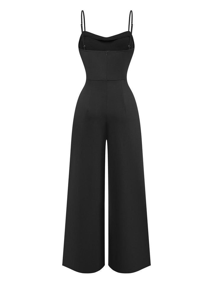 Black 1950s Lace Patchwork Vintage Jumpsuit 3