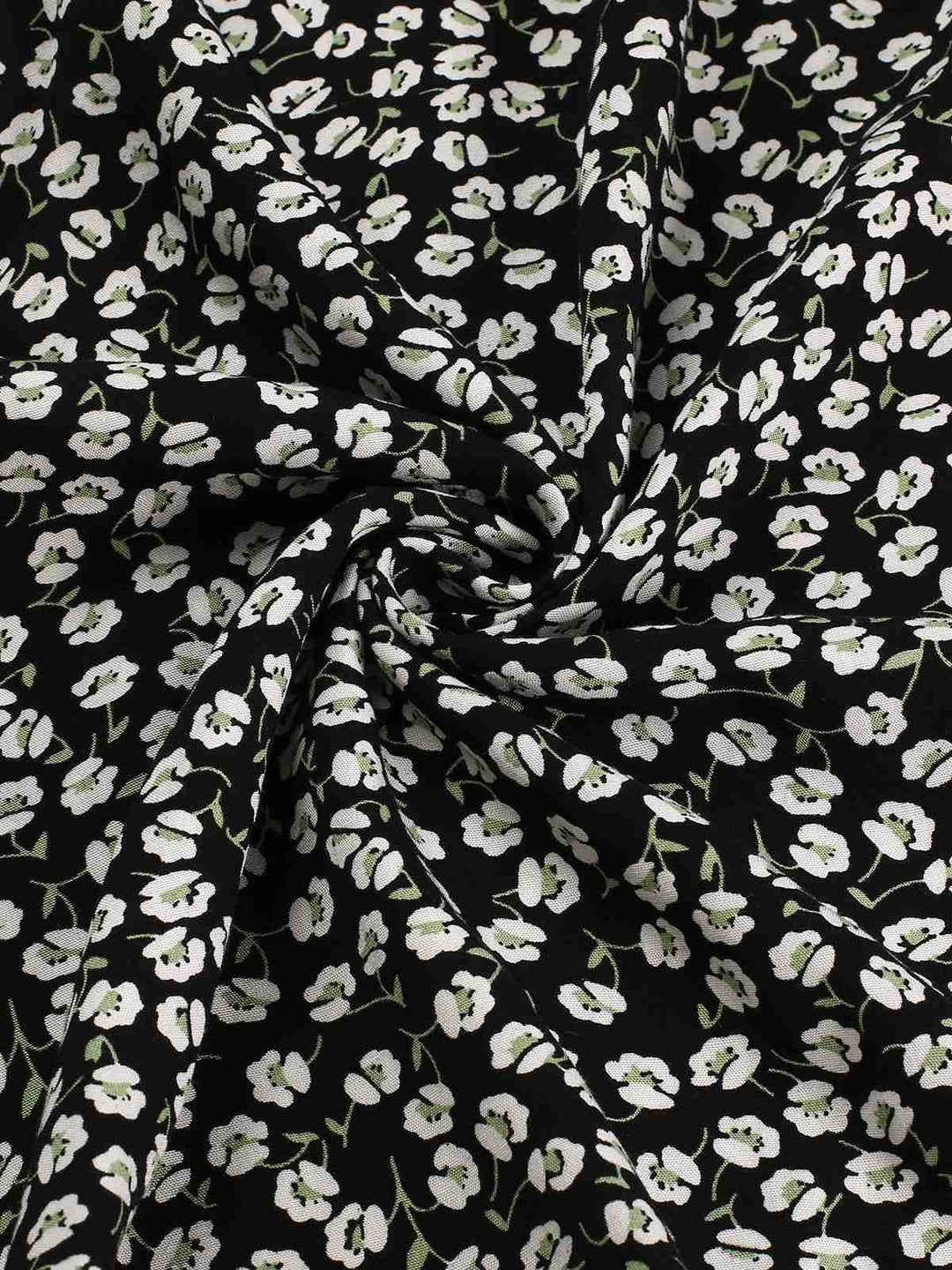 Black 1950s Lapel Lantern Sleeves Ditsy Floral Dress, vintage dress, retro fashion, rockabilly, pin-up fashion - perfect for women who love vintage and retro fashion