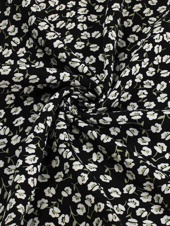 Black 1950s Lapel Lantern Sleeves Ditsy Floral Dress, vintage dress, retro fashion, rockabilly, pin-up fashion - perfect for women who love vintage and retro fashion