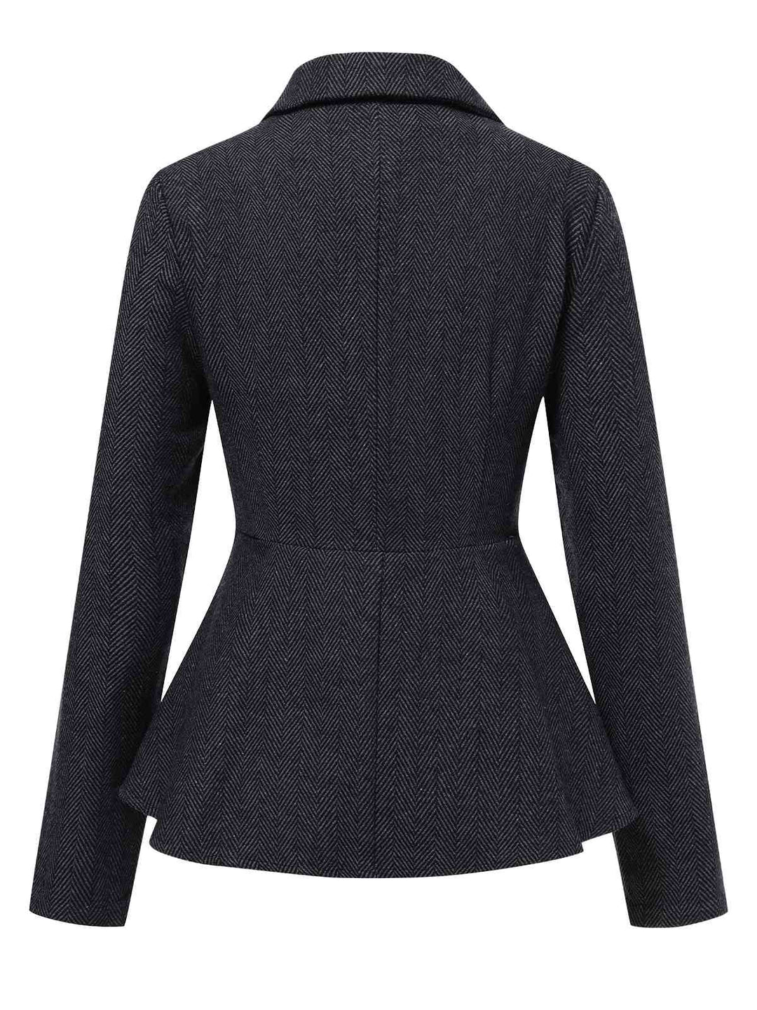 Black 1950s Lapel Ruffles Double Breasted Jacket, vintage coat, retro outerwear - perfect for women who love vintage and retro fashion