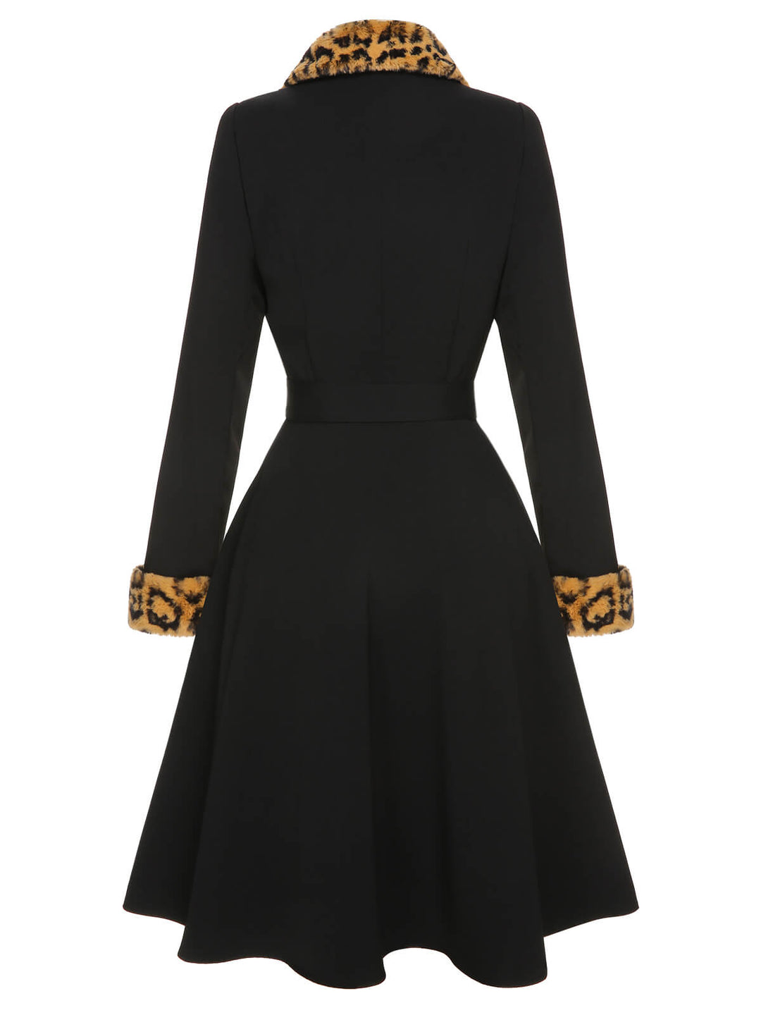 Black 1950s Leopard Lapel Pocket Coat, vintage coat, outerwear - perfect for women who love vintage and fashion