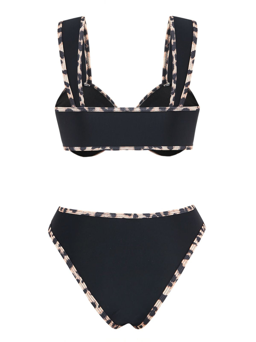 Black Leopard Trim Metal Starfish Bikini Set - vintage swimsuit, swimwear for vintage lovers