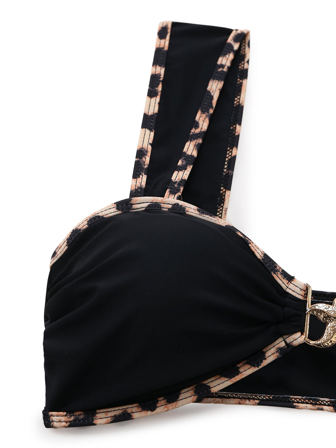 Black Leopard Trim Metal Starfish Bikini Set - vintage swimsuit, swimwear for vintage lovers