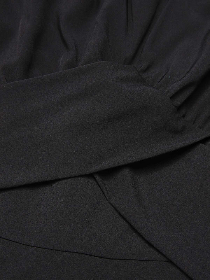 Black 1950s Off Shoulder Ruffle Sleeves Romper, vintage romper, retro jumpsuit - perfect for women who love vintage and retro fashion
