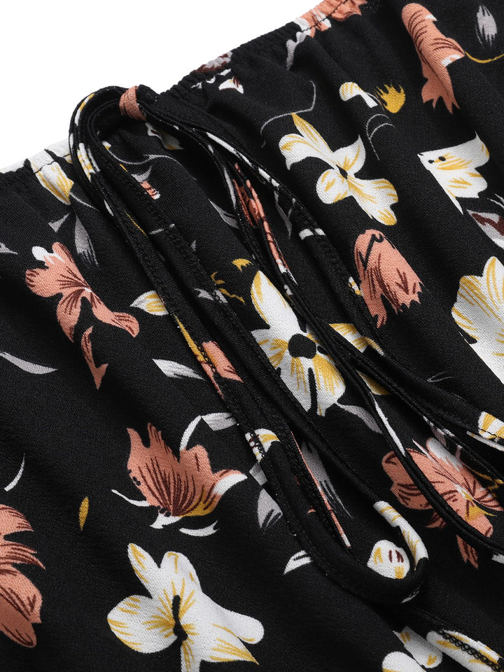 Black 1950s Off-Shoulder Floral Romper, vintage romper, retro jumpsuit - perfect for women who love vintage and retro fashion