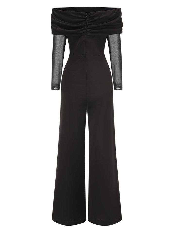 1950s OffShoulder Sheer Sleeve Jumpsuit | 1950s | vintage romper, retro jumpsuit