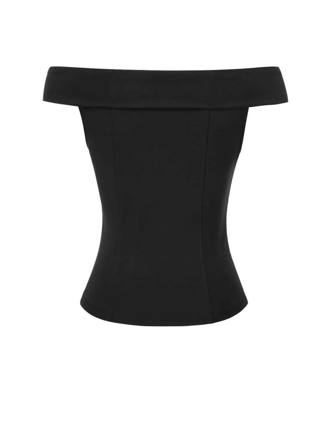 Black 1950s Off-Shoulder Solid Top - vintage fashion, retro style, classic black
