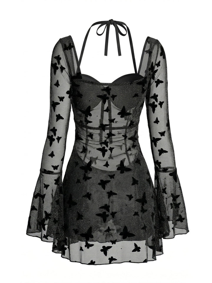 Black 1950s One Piece Halter Swimsuit - vintage swimsuit, pin-up style, classic black