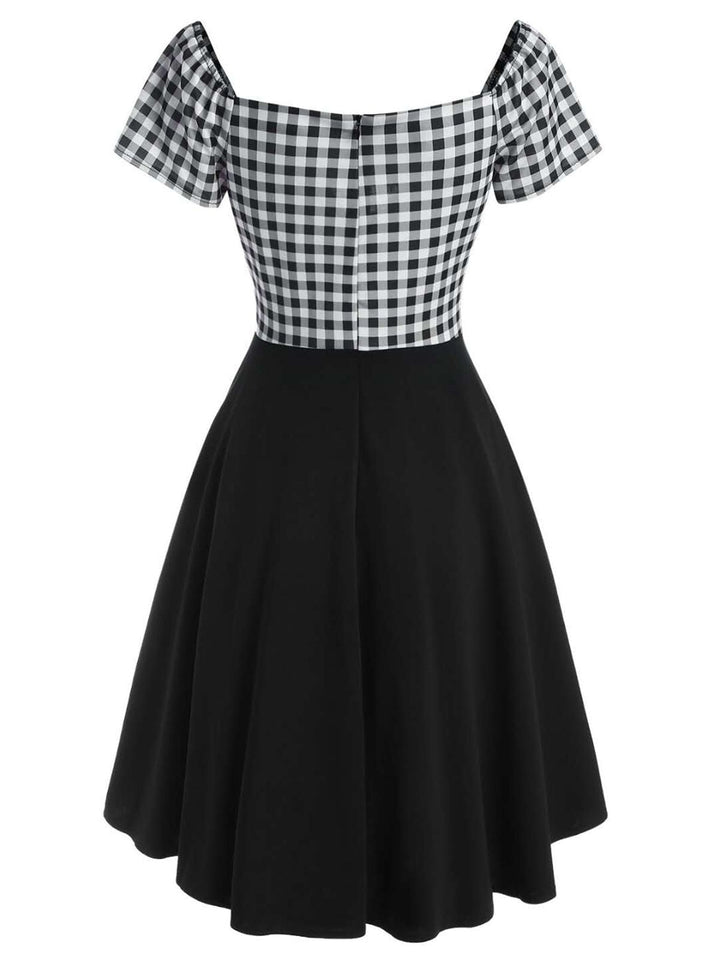 Black 1950s Plaids Button Swing Dress — vintage elegance for the modern woman
