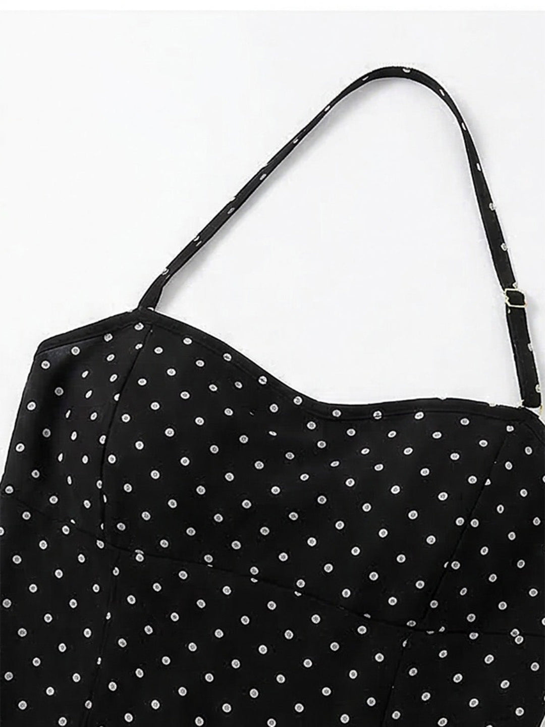 Black 1950s Polka Dot Halter Backless Swim Dress | vintage dress, retro fashion, elegant style - perfect for retro fashion enthusiasts