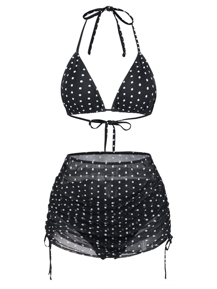 Black 1950s Ruched Tankini Set 7