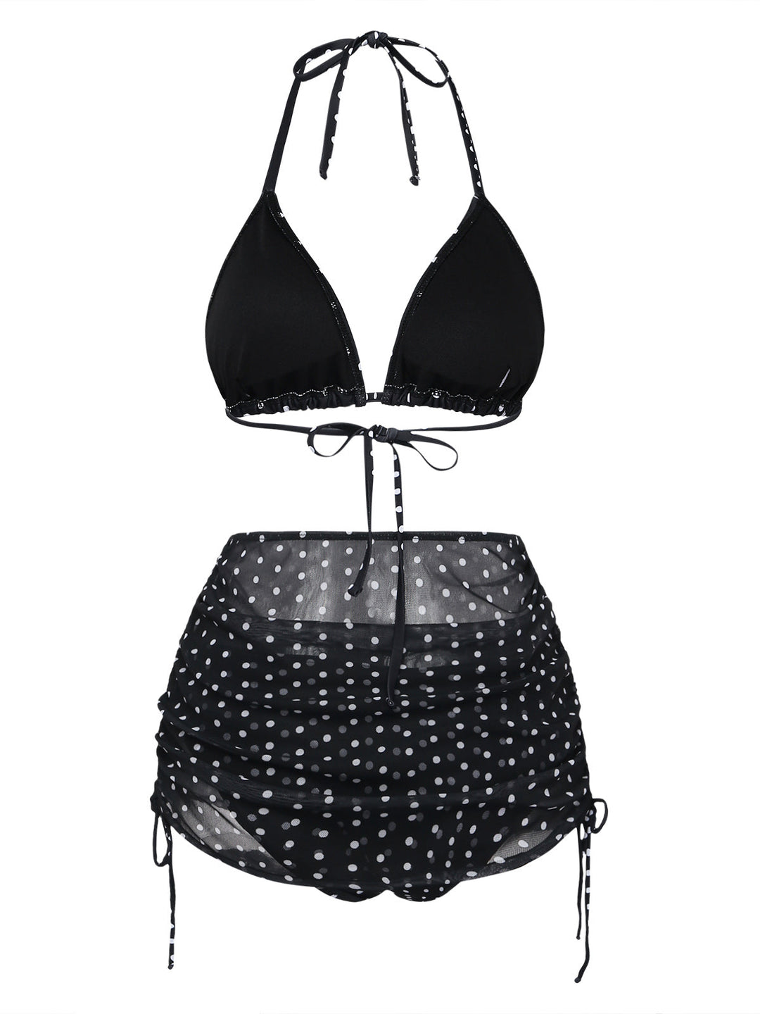 Black 1950s Ruched Tankini Set 6