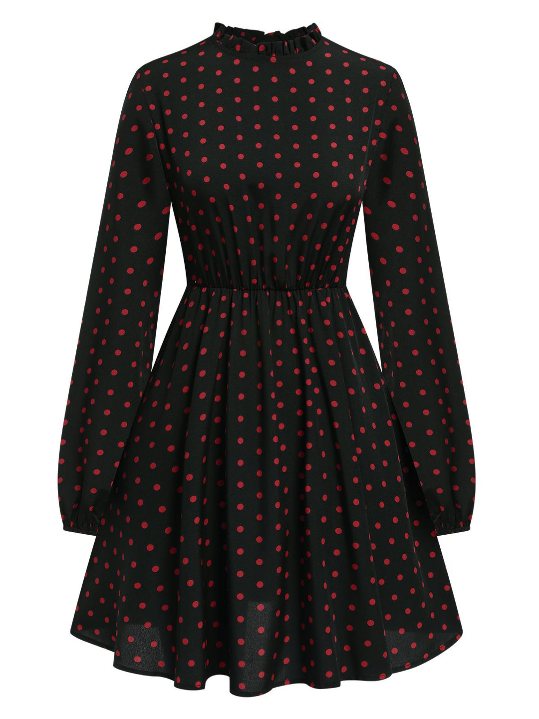 Black 1950s Polka Dot Long Sleeves Dress, vintage dress, retro fashion, rockabilly, pin-up fashion - perfect for women who love vintage and retro fashion