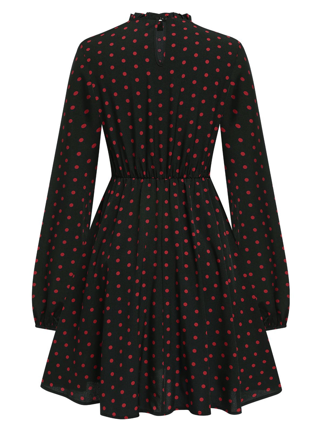 Black 1950s Polka Dot Long Sleeves Dress, vintage dress, retro fashion, rockabilly, pin-up fashion - perfect for women who love vintage and retro fashion