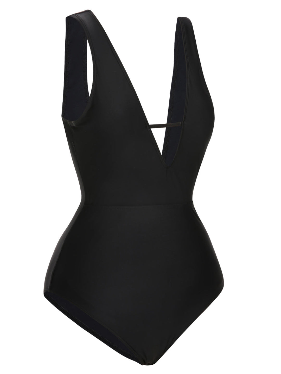 Black 1950s Polka Dot V-Neck Bow Swimsuit, vintage swimsuit, pin-up swimwear - perfect for women who love vintage and retro fashion