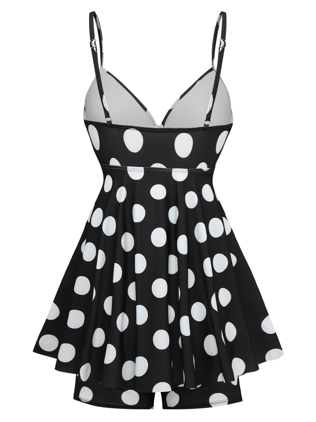 Black 1950s Polka Dots One-Piece Swim Dress: where 1950s romance meets her modern spirit