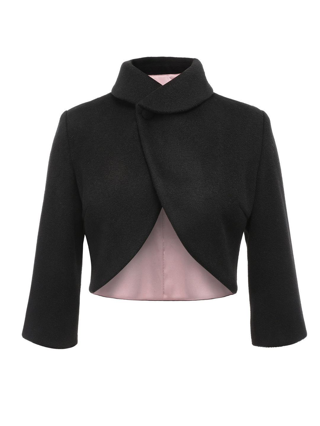 Black 1950s Retro Woolen Wrap Bolero Jacket: timeless style reimagined