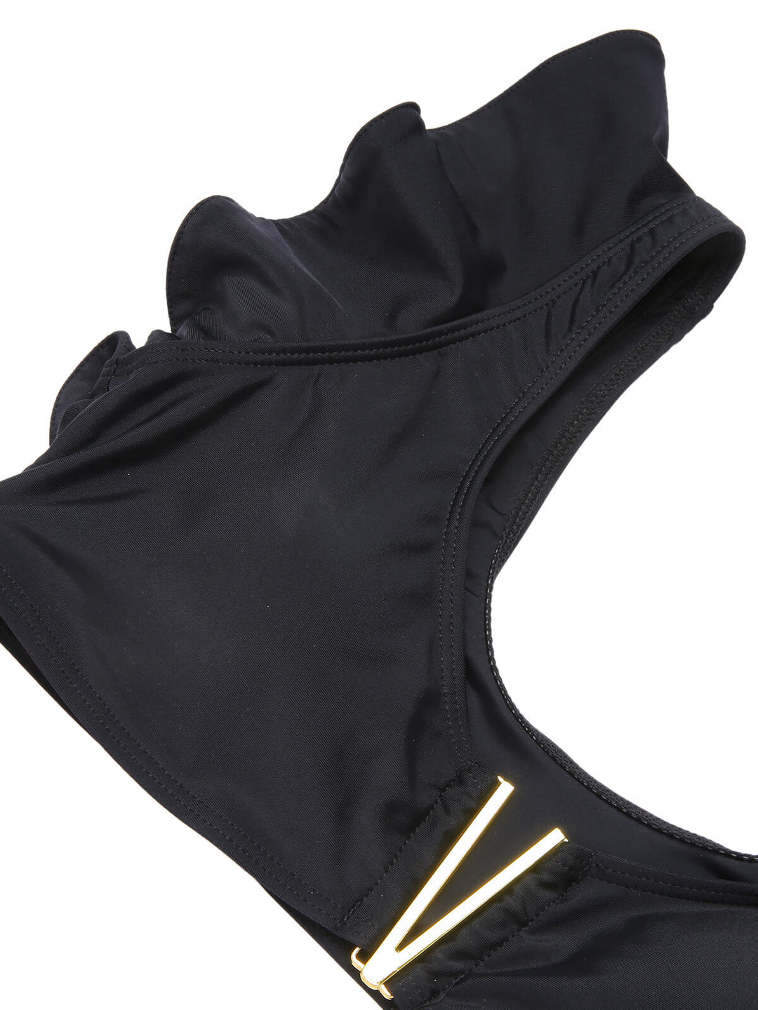 Black 1950s Ruffle Sleeve Split Swimsuit, vintage swimsuit, pin-up swimwear - perfect for women who love vintage and retro fashion