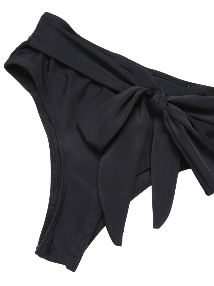 Black 1950s Ruffle Sleeve Split Swimsuit, vintage swimsuit, pin-up swimwear - perfect for women who love vintage and retro fashion