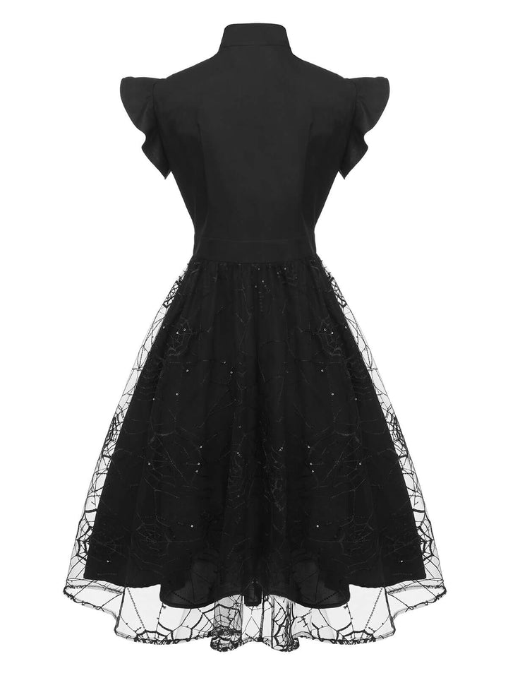 Black 1950s Sequined Spider Mesh Dress, vintage dress, retro fashion, rockabilly, pin-up fashion - perfect for women who love vintage and retro fashion