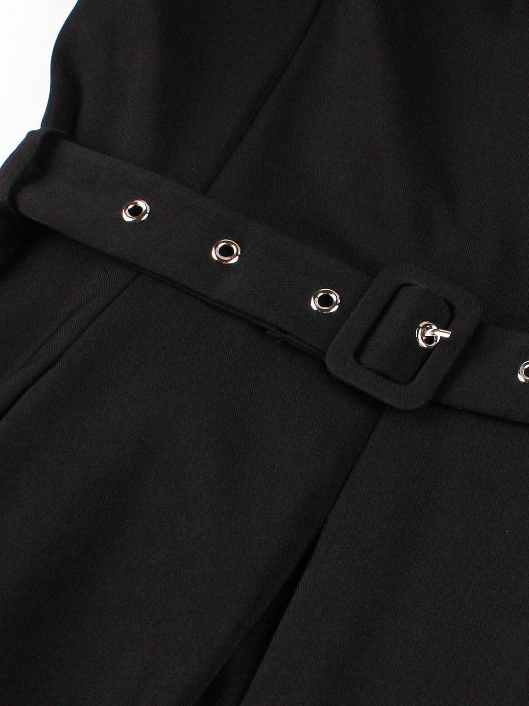 Black 1950s Solid 3D Rose Lapel Swing Dress - vintage dress, retro fashion, rockabilly