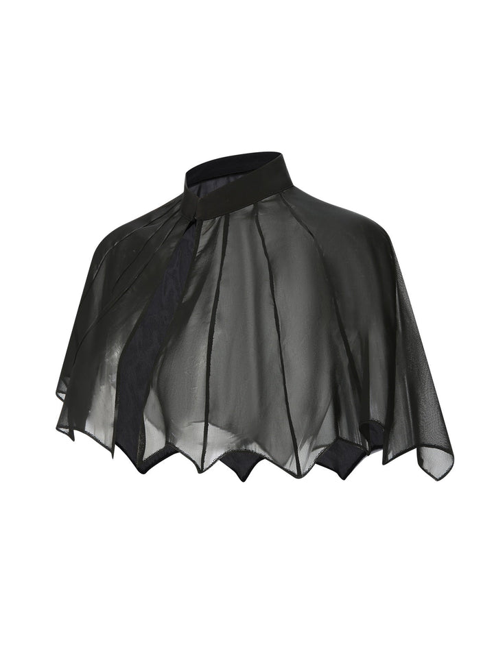 Black 1950s Solid Bat Wing Sheer Cape, vintage fashion, retro style - perfect for women who love vintage and retro fashion