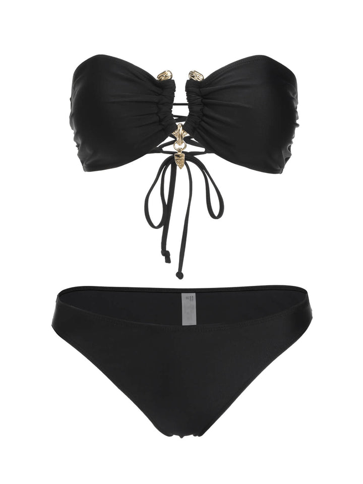 Black 1950s Solid Bikini Set With Skirt, vintage skirt, retro style - perfect for women who love vintage and retro fashion