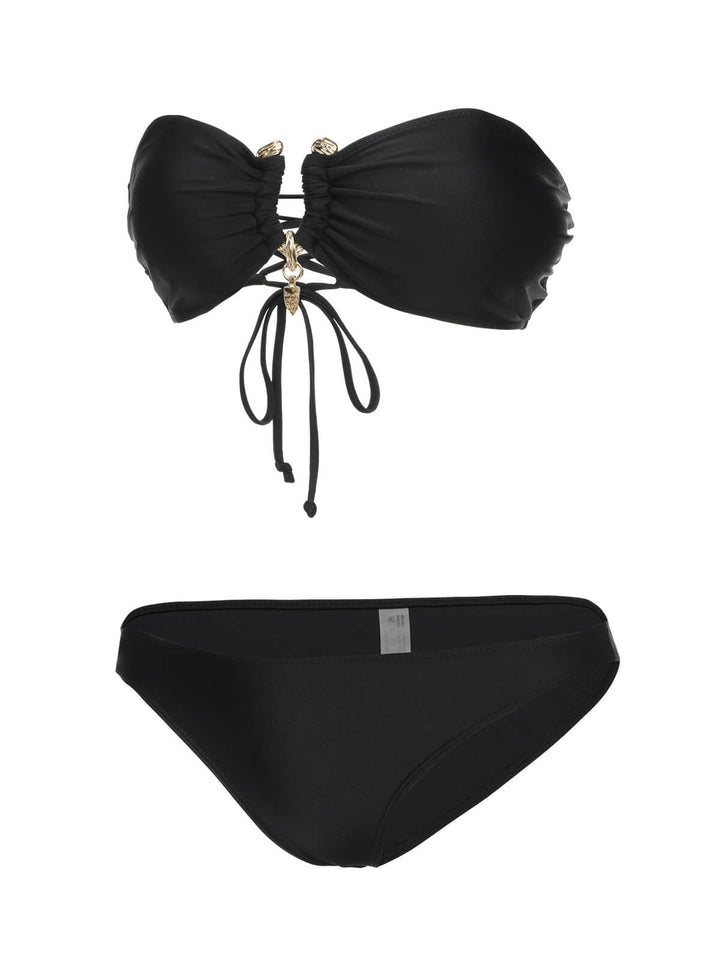 Black 1950s Solid Bikini Set With Skirt, vintage skirt, retro style - perfect for women who love vintage and retro fashion