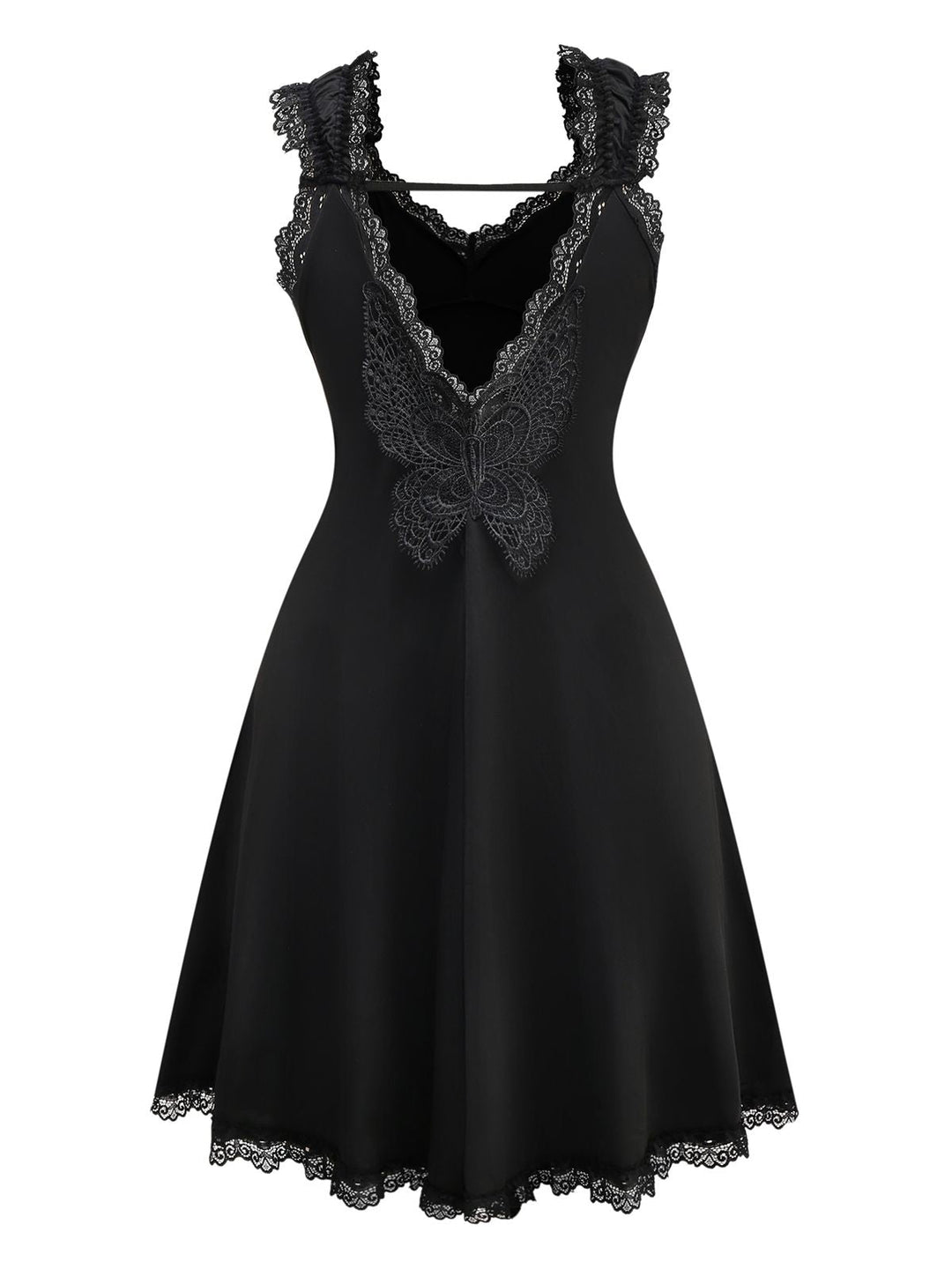 Black Solid Butterfly Backless Nightdress - vintage dress, retro fashion, rockabilly