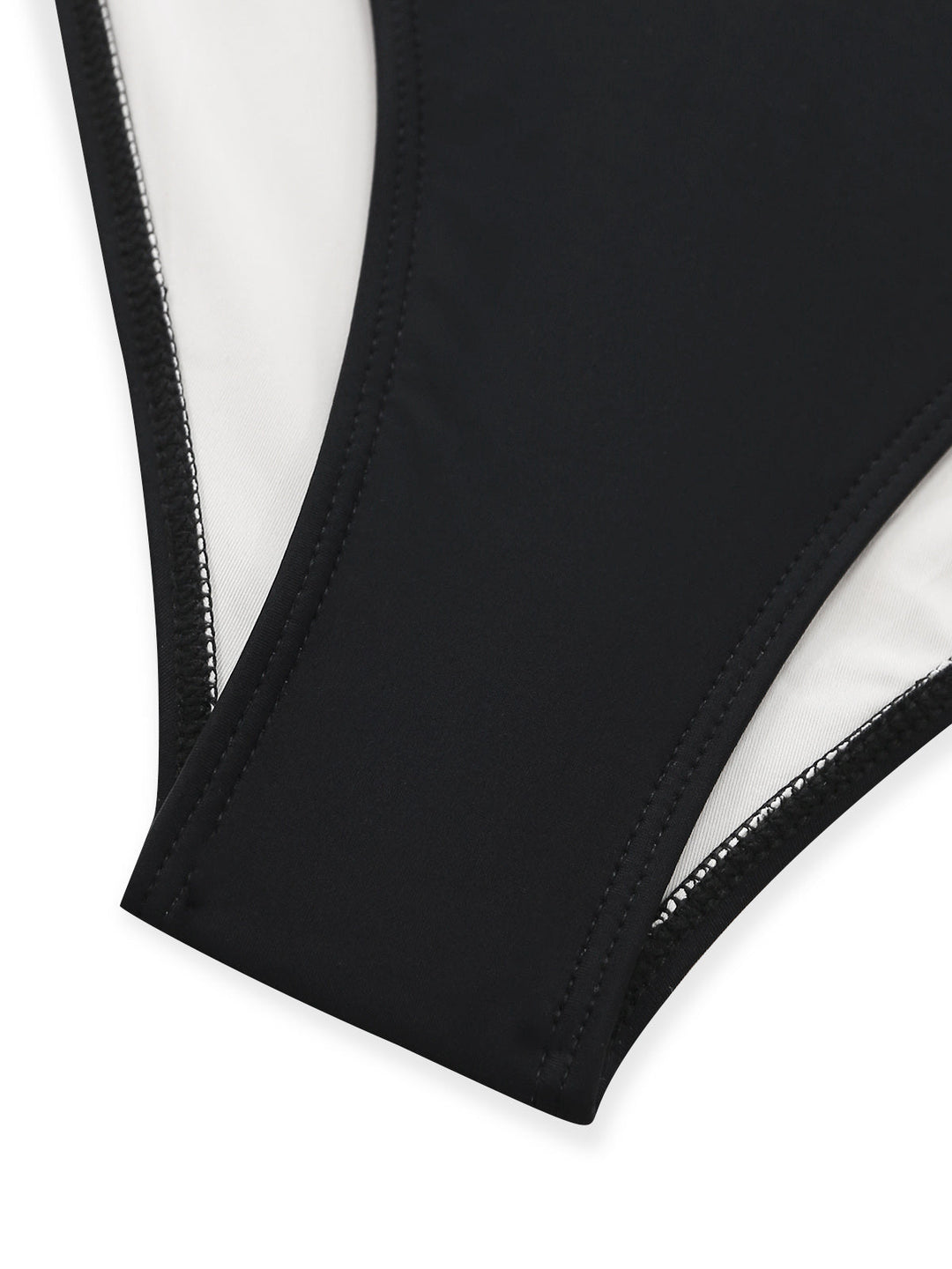 Black Solid Cutout Long Sleeves Swimsuit - vintage swimsuit, swimwear for vintage lovers