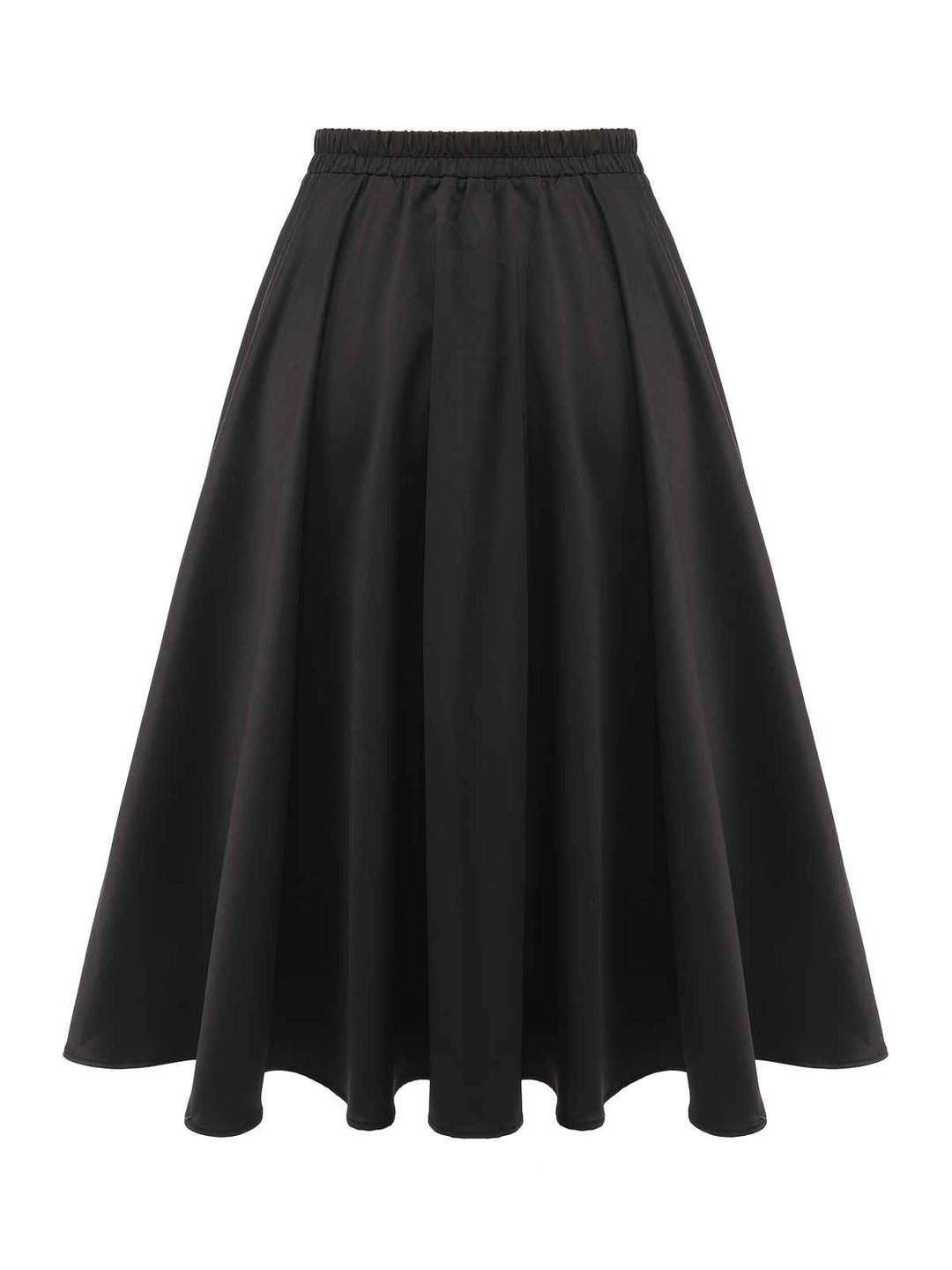 Black 1950s Solid Elastic Waist Pleated Skirt — vintage elegance for the modern woman