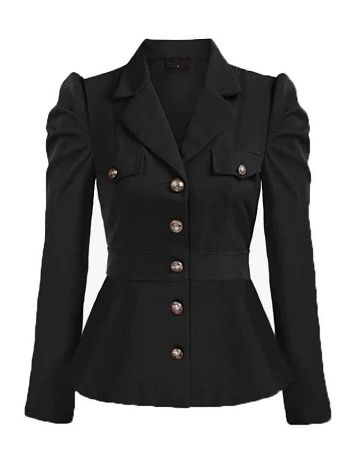 Black 1950s Solid Gigot Sleeves Blazer: timeless style reimagined