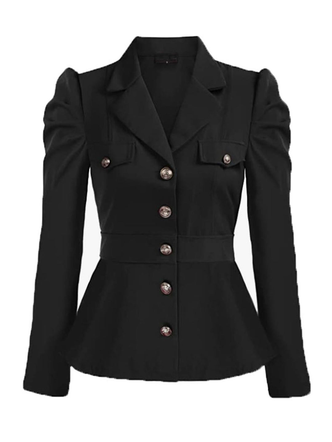 Black 1950s Solid Gigot Sleeves Blazer: timeless style reimagined