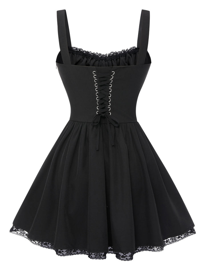 Solid Sleeveless Lace Mini Dress | vintage dress, retro fashion