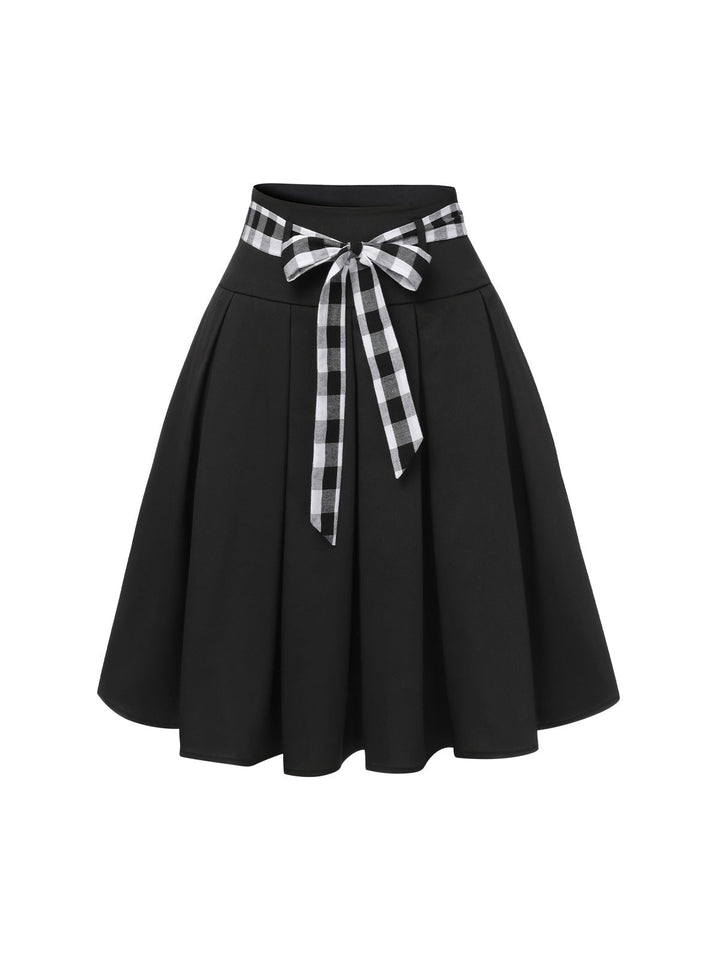 Black 1950s Solid Umbrella Skirt with Belt, vintage skirt, retro style - perfect for women who love vintage and retro fashion
