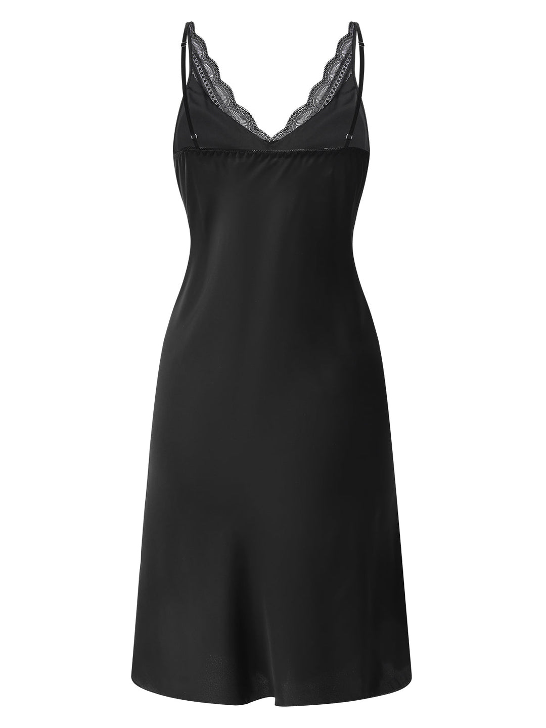 Black Solid V-Neck Lace Nightgown, vintage fashion, retro style - perfect for women who love vintage and retro fashion