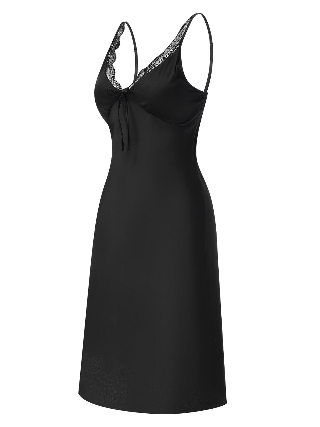 Black Solid V-Neck Lace Nightgown, vintage fashion, retro style - perfect for women who love vintage and retro fashion