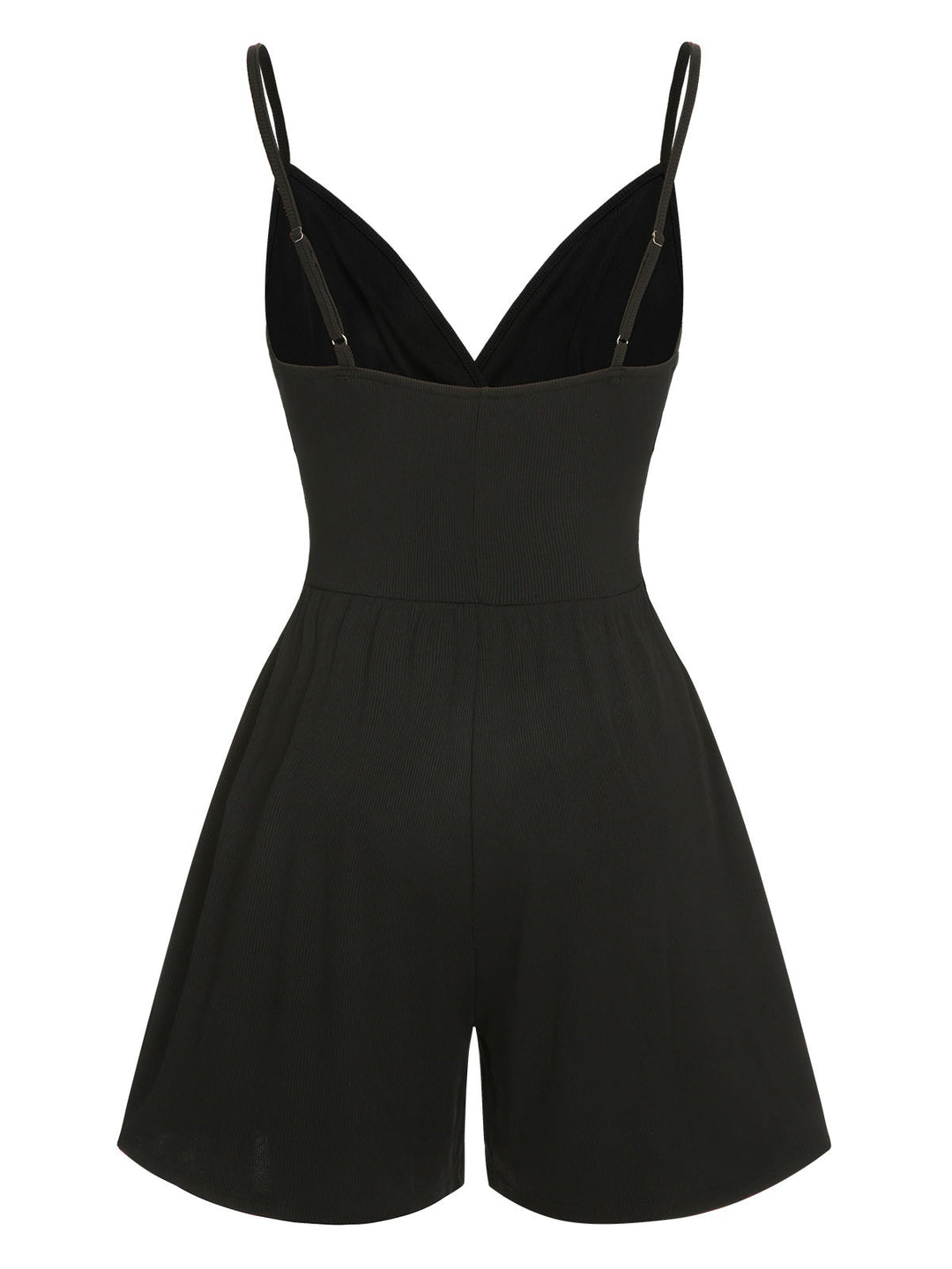 Black 1950s Solid V-Neck Spaghetti Straps Romper, vintage romper, retro jumpsuit - perfect for women who love vintage and retro fashion