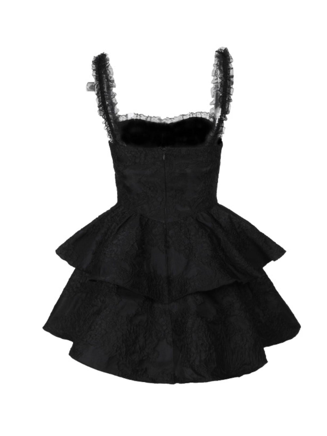 Black 1950s Square Neck Lace Print Cross Bubble Dress: where 1950s romance meets her modern spirit