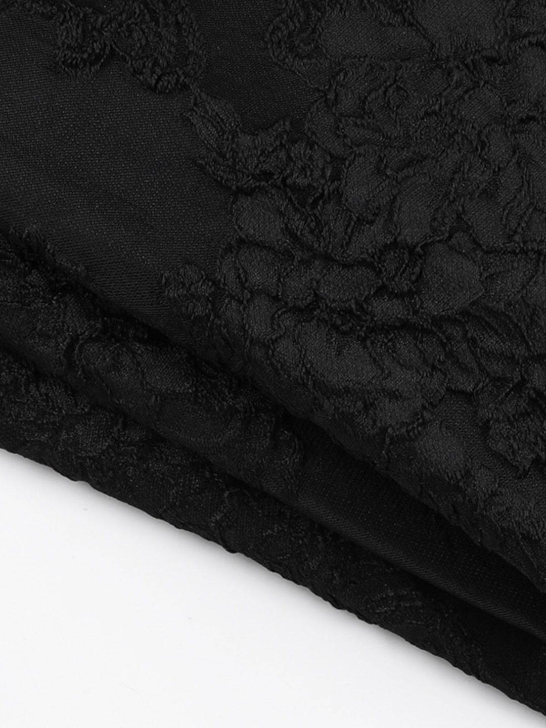 Black 1950s Square Neck Lace Print Cross Bubble Dress: where 1950s romance meets her modern spirit